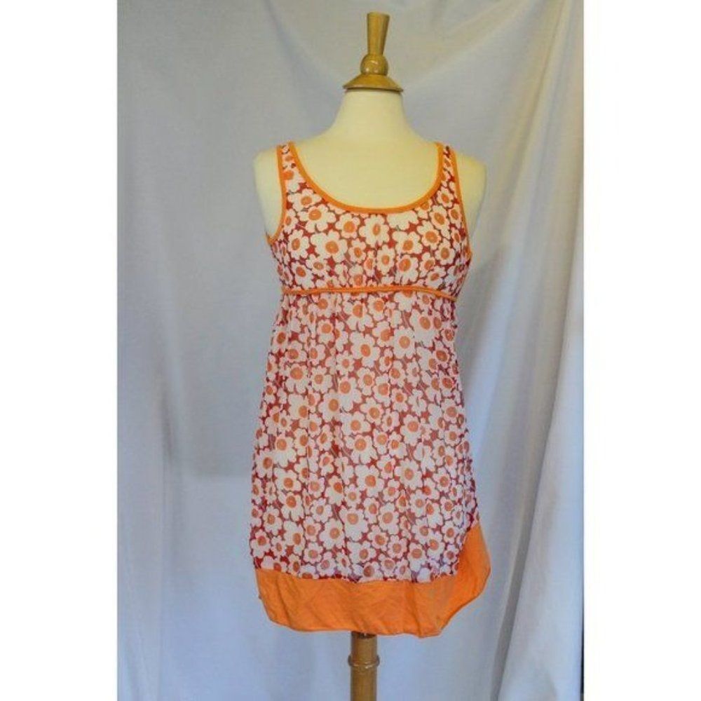 Orange Flowers Sheer Chiffon Dress or Tunic